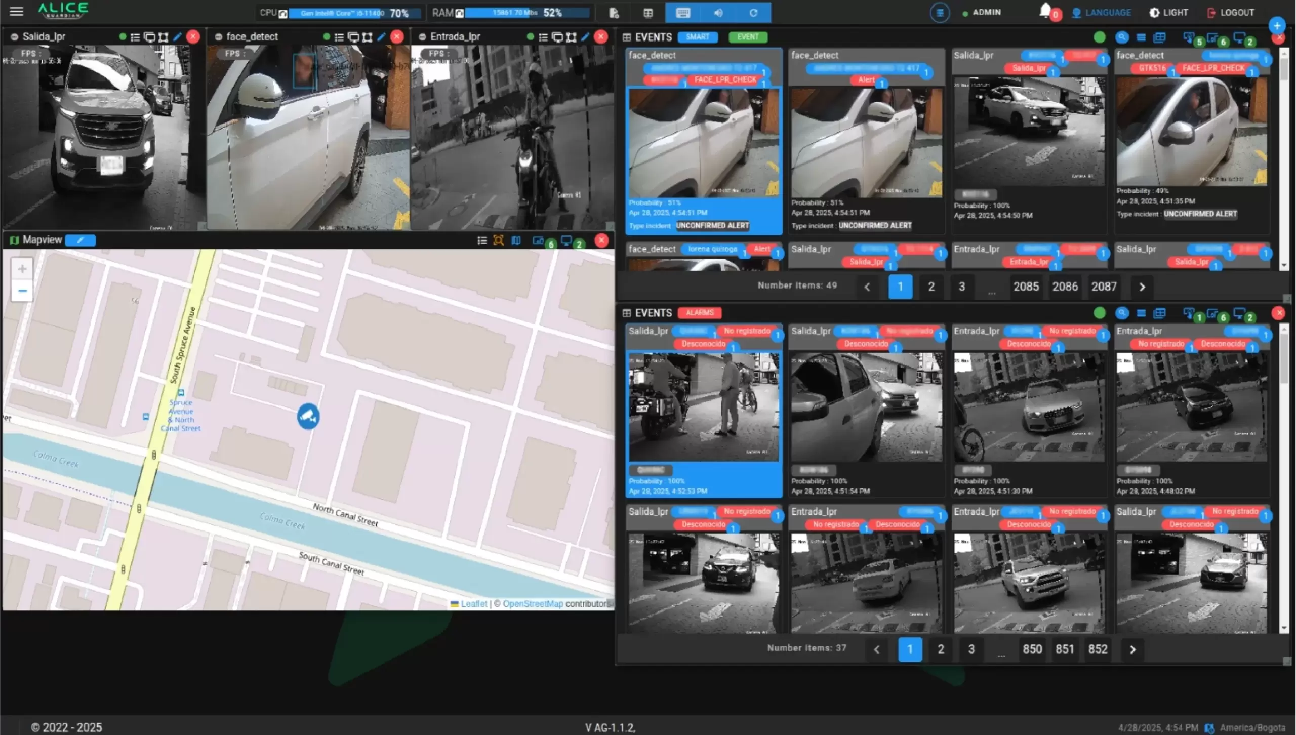 Interfaz de Control de Acceso Vehicular de Alice LPR